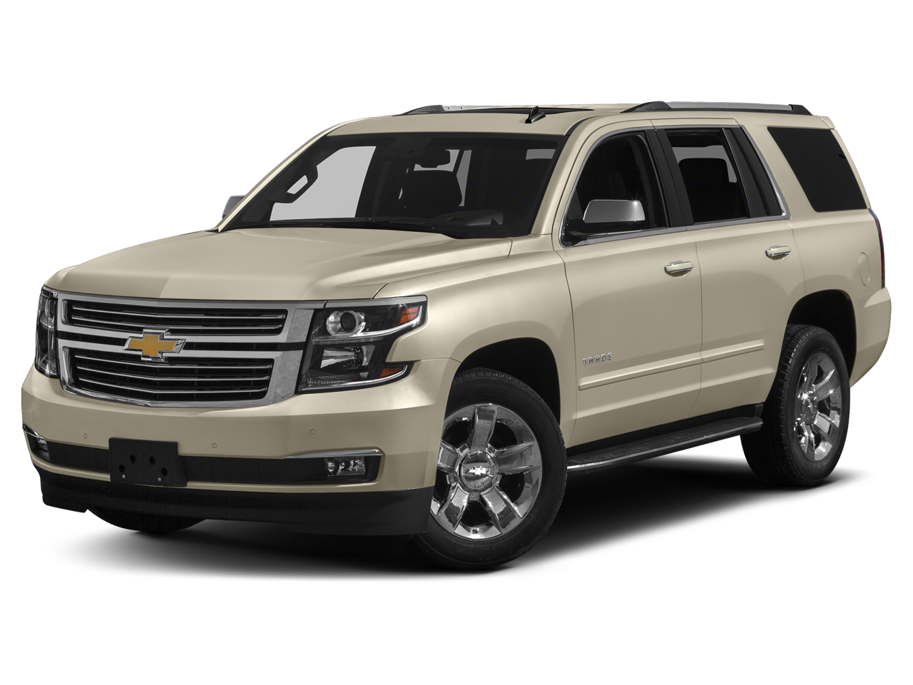 2015 Chevrolet Tahoe LTZ in Champagne Silver Metallic — front three-quarter view