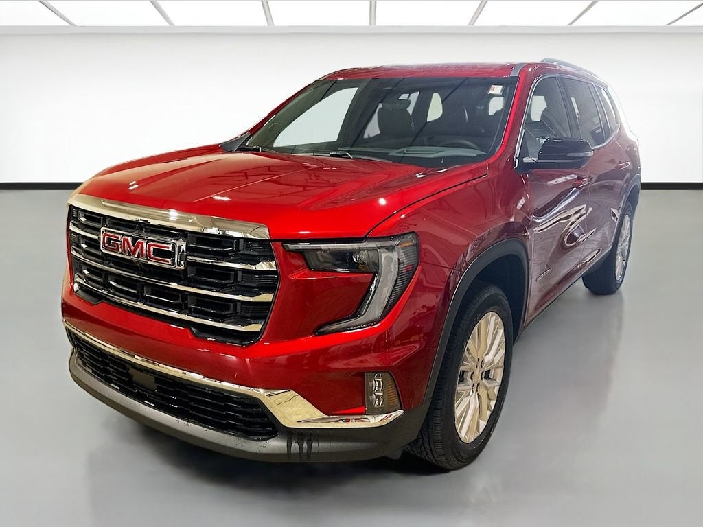 2026 GMC Acadia Elevation in Volcanic Red Tintcoat — front three-quarter view