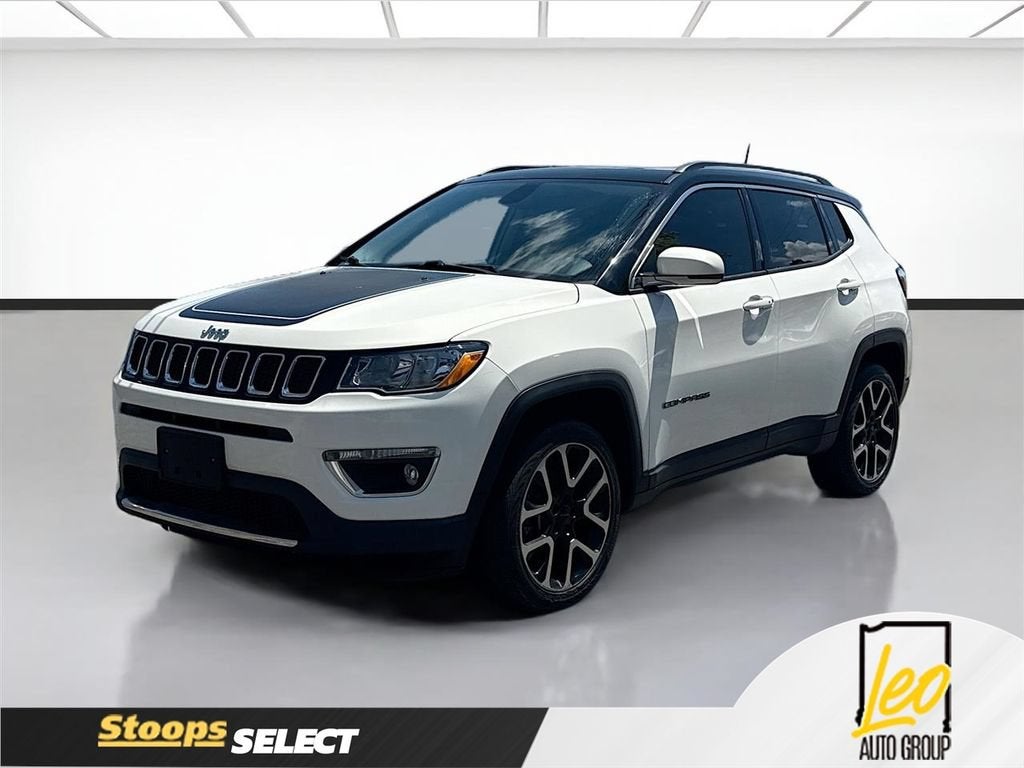 2019 Jeep Compass Limited 4x4 in White — front three-quarter view