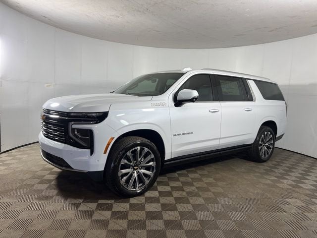 2026 Chevrolet Suburban High Country in Polar White Tricoat — front three-quarter view