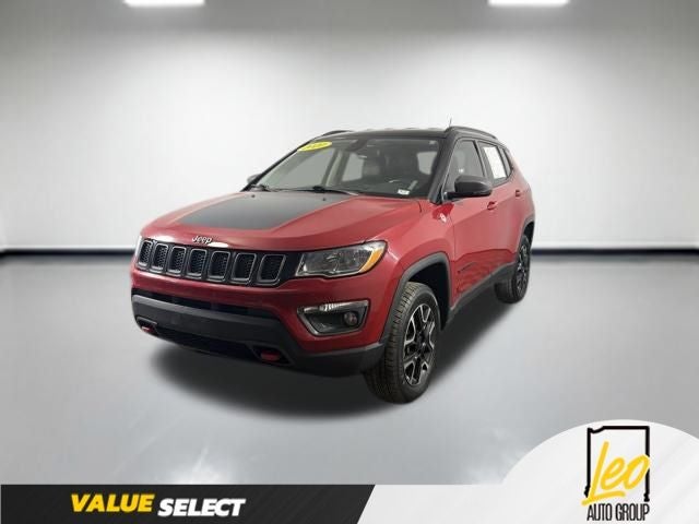 2020 Jeep Compass Trailhawk in Redline Pearlcoat — front three-quarter view