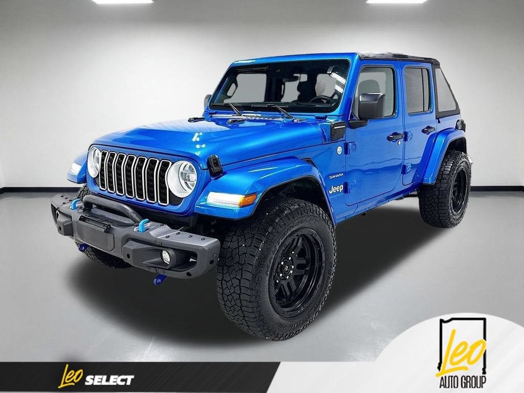 2024 Jeep Wrangler 4xe Sahara 4xe in Blue — front three-quarter view
