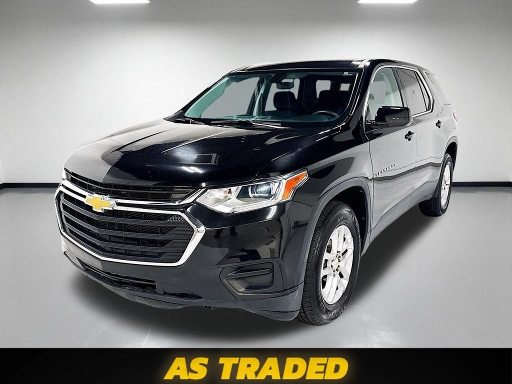 2020 Chevrolet Traverse LS in Mosaic Black Metallic — front three-quarter view