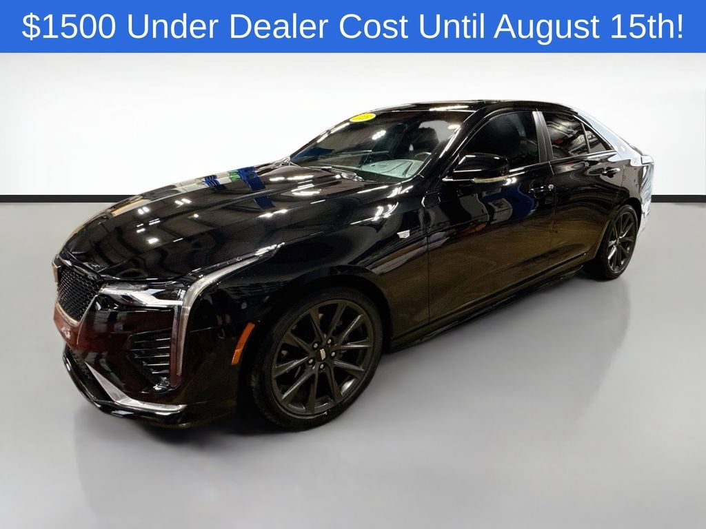 2025 Cadillac CT4 Sport in Black Raven — front three-quarter view