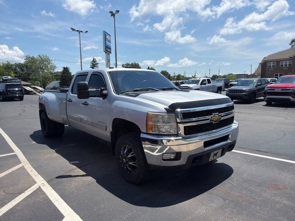 2011 Chevrolet Silverado 3500 HD DRW LT in Sheer Silver Metallic — front three-quarter view