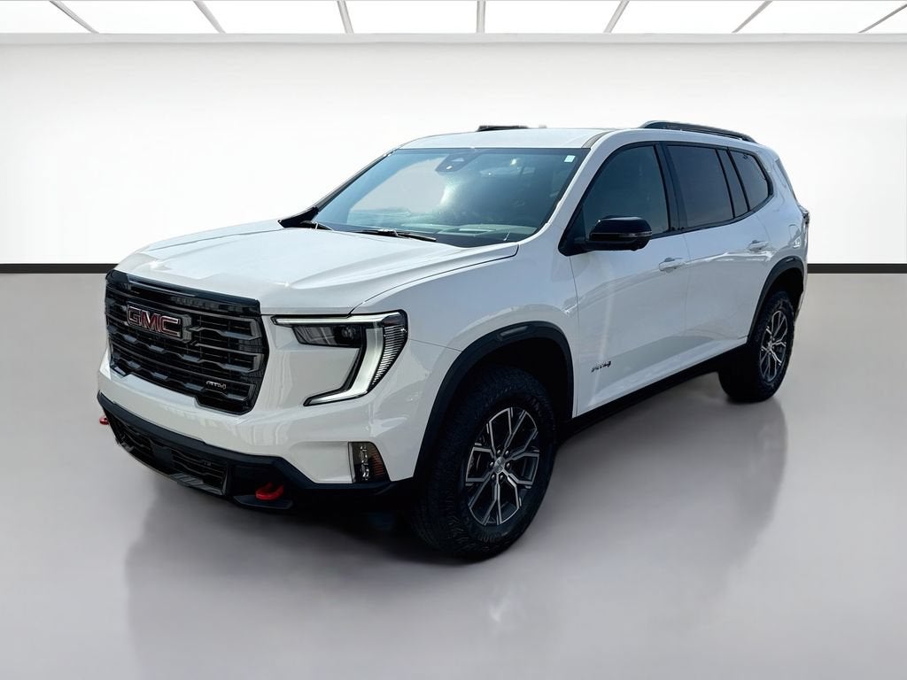 2026 GMC Acadia AT4 in Summit White — front three-quarter view